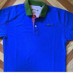 Orvis men’s signature fishing blue polo, medium.